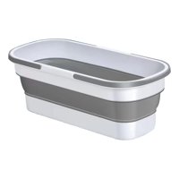 Ioensy - Cubo De Agua Plegable Para Fregona Con Ruedas, Ahorro De Espacio Para Senderismo, Picnics, Blanco Y Gris