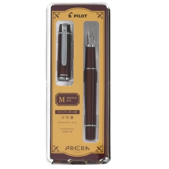 Pluma estilográfica PRERA Rojo Marrón Mediana P-FPR-1-RBN-M