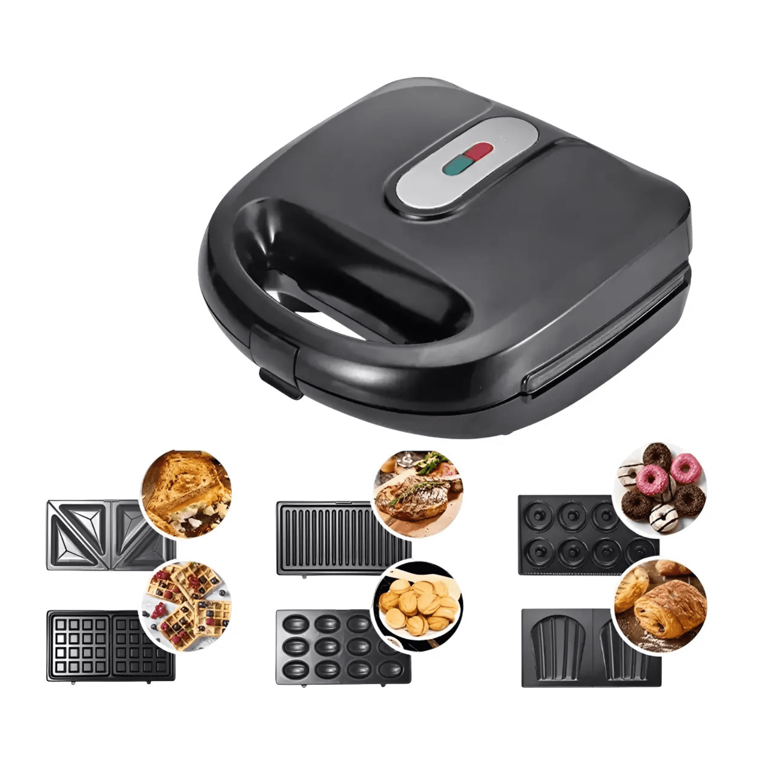 Genérico - Sandwichera 6 En 1 Placas Desmontables Antiadherentes 750w