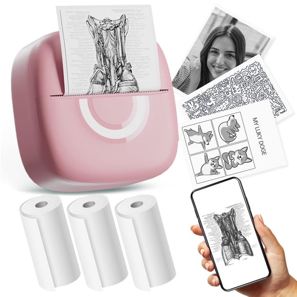 Impresora térmica de pegatinas Cabaro Mini con 3 rollos de papel Bluetooth