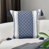 Xmhytop Almohada Bohemia (2 Pieza), 45 X 45 Cm, Material De Chenilla Felpuda Neutra, Con Funda Y Relleno Incluido, Ideal Para Sala De Estar, Sofá, Cama, Estilo A, Azul