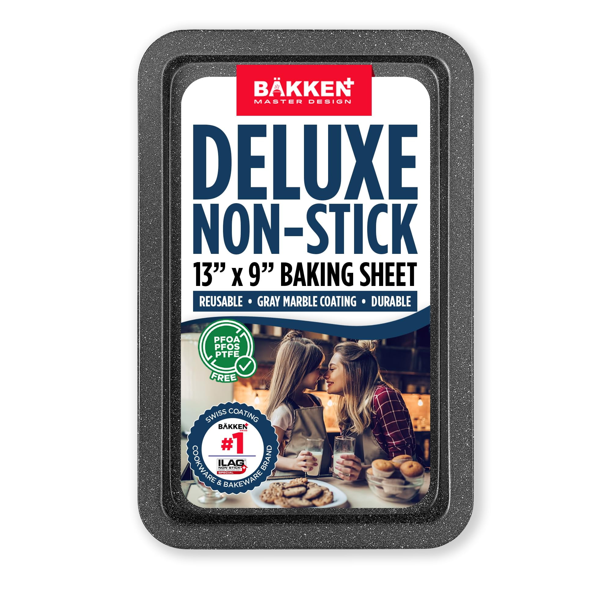 Bakken- Swiss - Bandeja Para Hornear Bakken Kitchen, Antiadherente, Con Revestimiento Gris, Acero Al Carbono