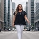 thumbnail image 3 of Agnes Orinda Blusa Casual de Mujer Talla Grande de Chifón con Volantes, Mangas Cortas, Cuello en V, Dobladillo de Doble Capa, 6X Negro, 3 of 8