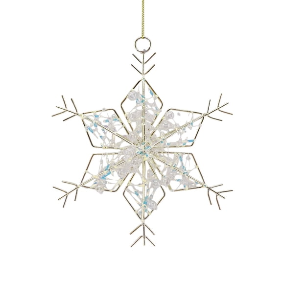 Colgante copo de nieve dorado claro 16,5 cm