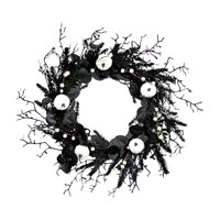 Magideal - Corona De Halloween Para Puerta De Entrada, Decoraciones Espeluznantes Con Guirnalda De Calabaza Blanca Para El Hogar, Accesorios Para Fotografías Al