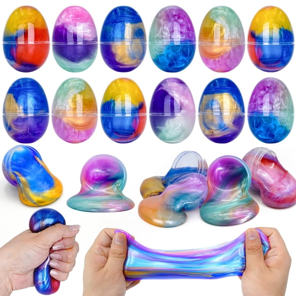PIONJOY Huevos de Pascua Galaxy Slime 12 piezas, juguetes antiestrés