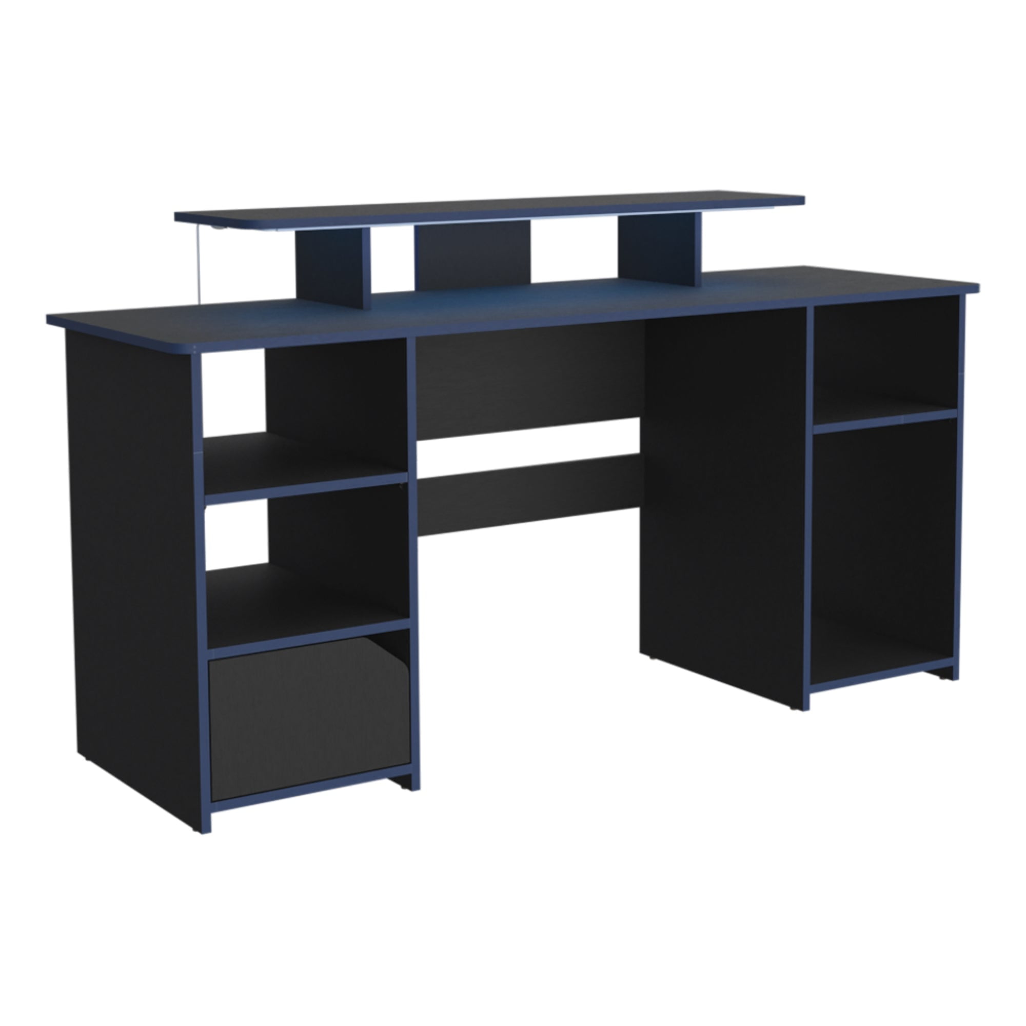 Fmfurniture - Escritorio Gamer 1 Puerta Fm-045a Negro Y Azul