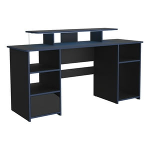 Fmfurniture - Escritorio Gamer 1 Puerta Fm-045A Negro Y Azul