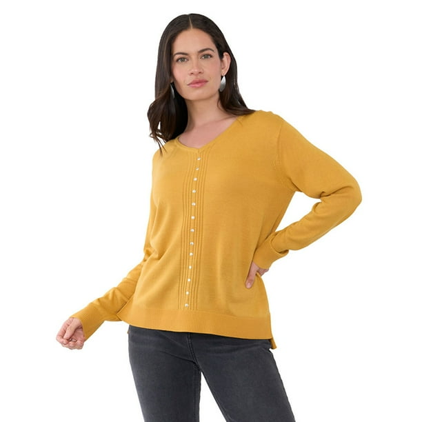 Sweater Mujer Tachas Mostaza Corona