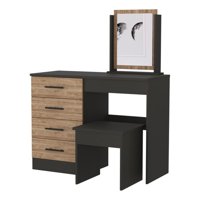Fmfurniture - Mueble Tocador Con Espejo Y 4 Cajones Fm-001N - Negro