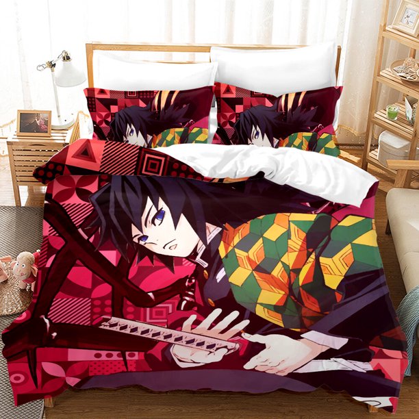 Demon Slayer Duvet Cover Bedding Set Bedroom Comforter Cover Pillowcase3-Piece Bedding Set (1 Duvet Cover + 2 Pillow Shams)