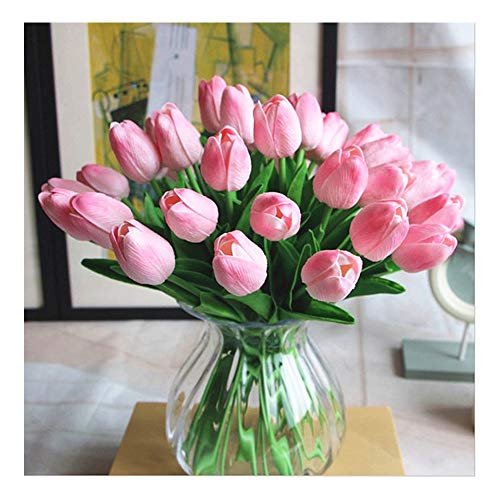 Tulipanes artificiales SHINE-CO LIGHTING Real Touch, 10 unidades (rosa)