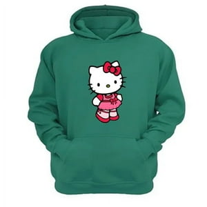 Genérico - Polerón Canguro Gatita Kitty Verde Aguamarina Talla Xs Unisex