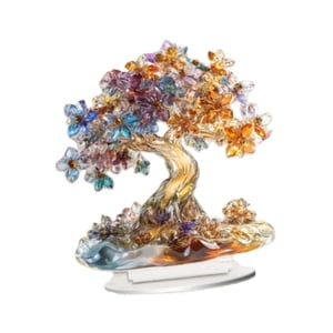 Magideal - Decoración De Escritorio De Adornos De Árbol De Vida Acrílico Decoración De La Casa 2D Coleccionable Con Centro De Mesa De Base Para El Estante Para E Estilo C