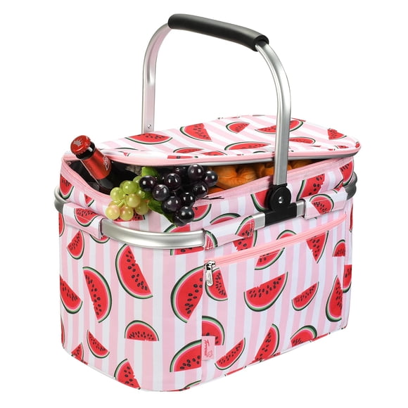 Cesta de Picnic Tirrinia Grande 34L Aislada Resistente al Agua Rosa