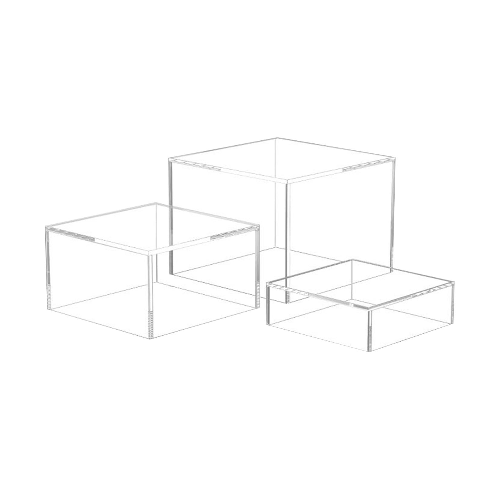 Magideal - Elevadores De Buffet De 3 Uds., Cubo Acrílico Para Exhibición, Elevadores Anidados, Ahorro De Espacio, Elevador De Comida, Juego De Exhibición De Mesa Transparente