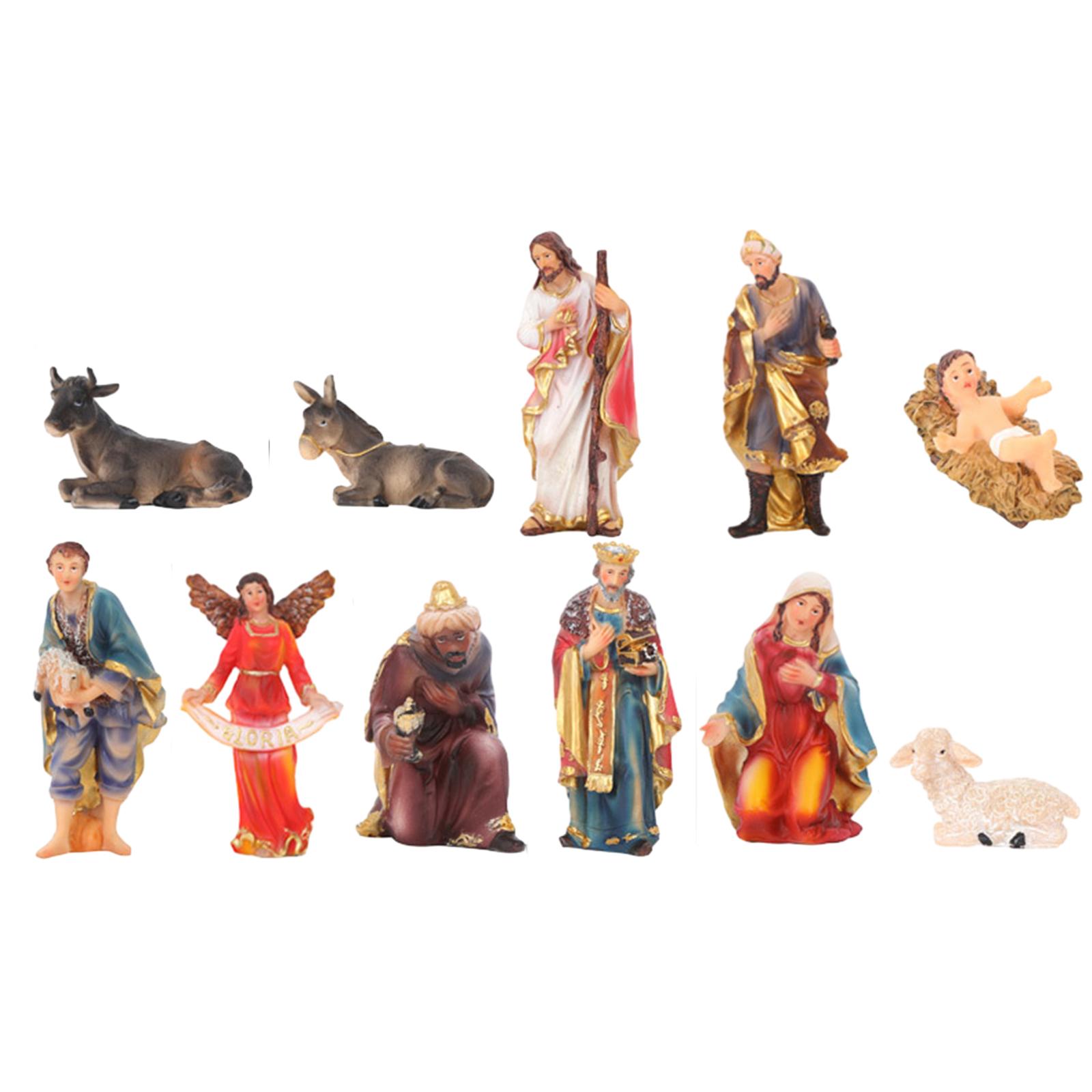 Magideal - 11X Figuras De Belén, Estatua Del Nacimiento De Jesús, Conjunto De Decoraciones, Obra De Arte, Juego De Pesebre Creativo Para Estante De Escritorio