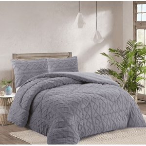 Todostore - Plumon De Invierno Plaza Y Media Con Chiporro Trenzados Color Gris