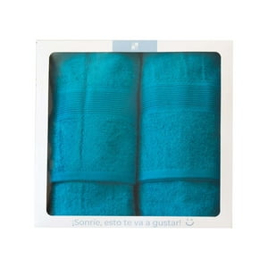 Decoexpress - Box De 2 Toallas 550Gr 70X140/45X90Cm Turquesa Turquesa