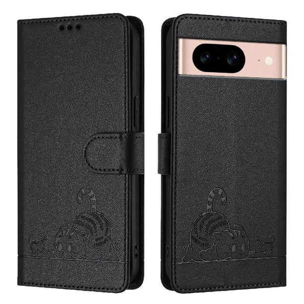 Funda tipo cartera FOXDOCK para Google pixel 8A con soporte, ranuras, RFID, diseño de gato