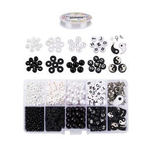 Magideal - Cuentas De Arcilla Polimérica, Accesorios Para Hacer Joyas, Dijes En Blanco Y Negro Para Pulseras, Cadenas, Cuentas Espaciadoras De Disco, 898 Piezas