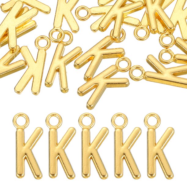 40 piezas de colgante de letra, colgante de aleación de letra K inicial alfabeto para manualidades de bricolaje, fabricación de joyas, pulseras, pendientes, collar, oro