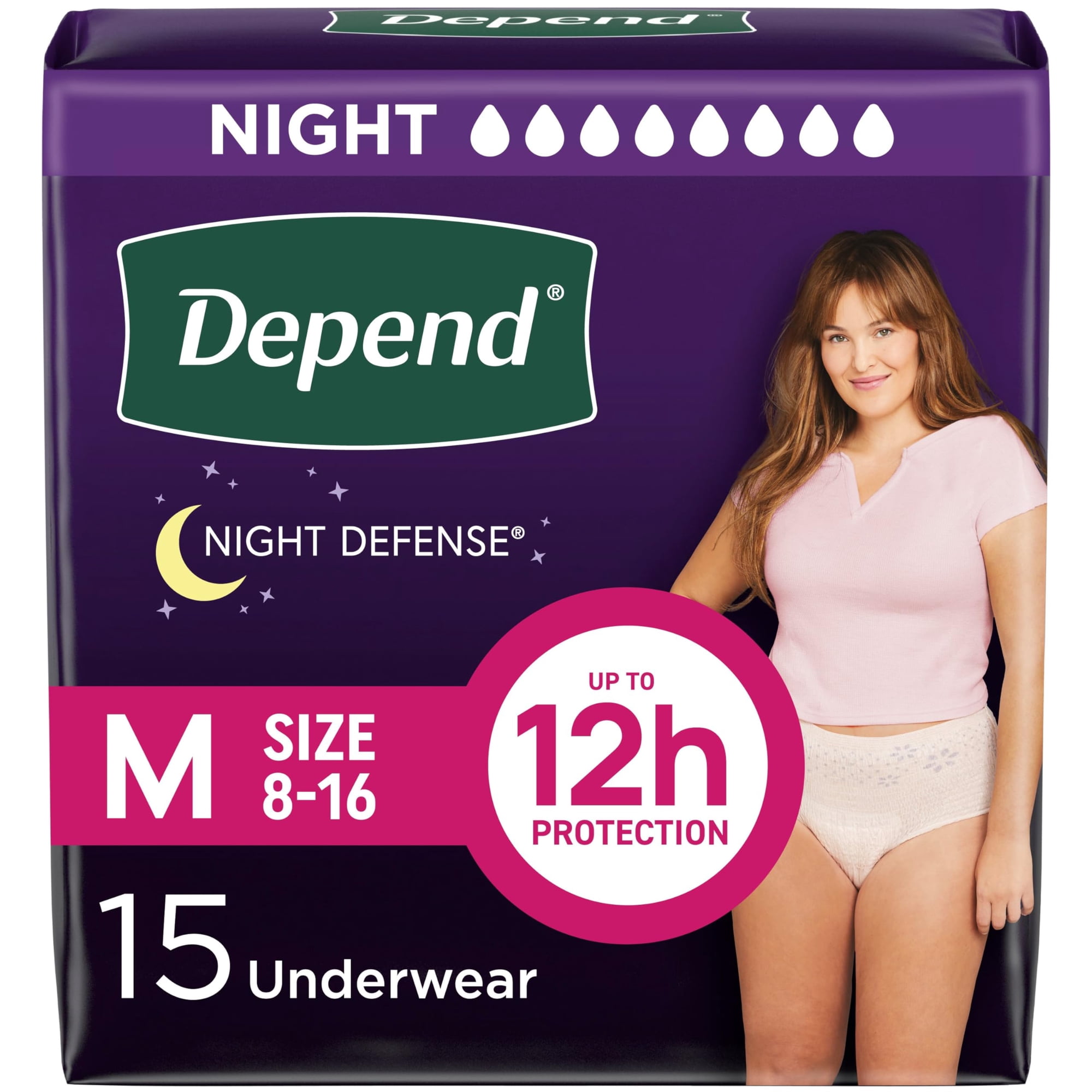 Ropa Interior Para Incontinencia Depend Night Defense Mujer M 15 Unidades