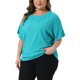 thumbnail image 4 of Agnes Orinda Camiseta de Mujer Talla Grande para el Día de San Patricio con Dobladillo de Doble Capa y Ojal, Cuello Redondo, Mangas de Murciélago, Blusas de Verano Casual 1X Verde Lago, 4 of 6