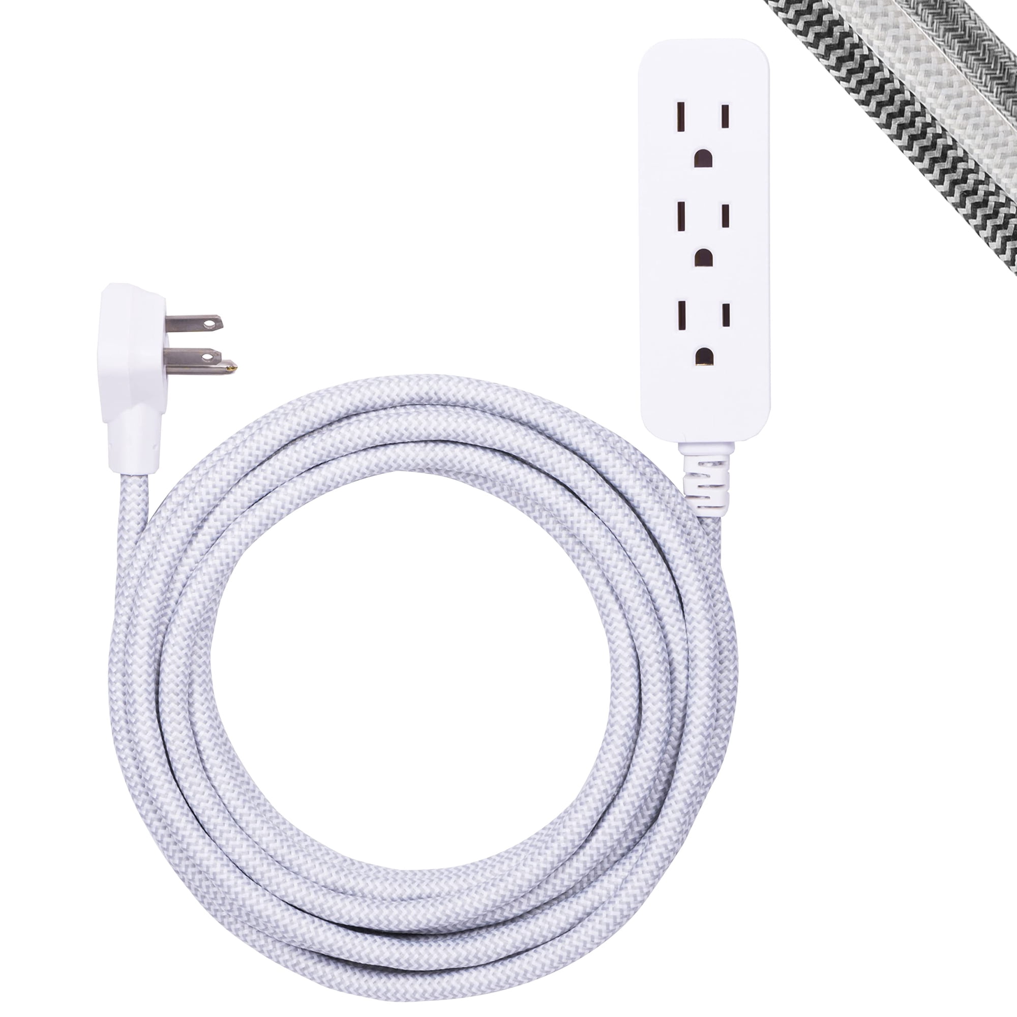 Cable De Extensión Power Strip Ge De 3 Salidas De 15 Pies Con Enchufe Plano