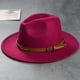 thumbnail image 1 of Men's Retro Felt Woolen Top Hat, Leather Buckle Accessory, Jazz Hats, 1 of 3