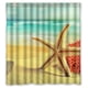 thumbnail image 1 of Cortina de ducha de playa de arena, juego de cortina de baño con ganchos, tamaño 66 x 72 pulgadas, 1 of 3