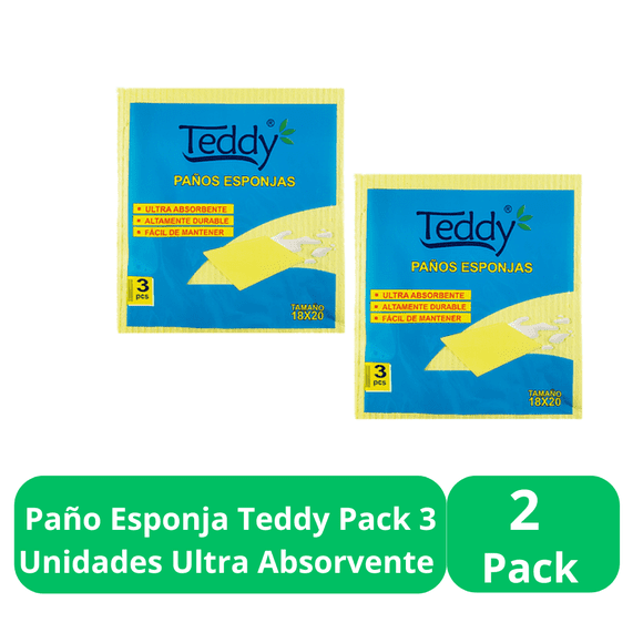 Paño Esponja Teddy 2 Pack 3 Unidades Ultra Absorvente