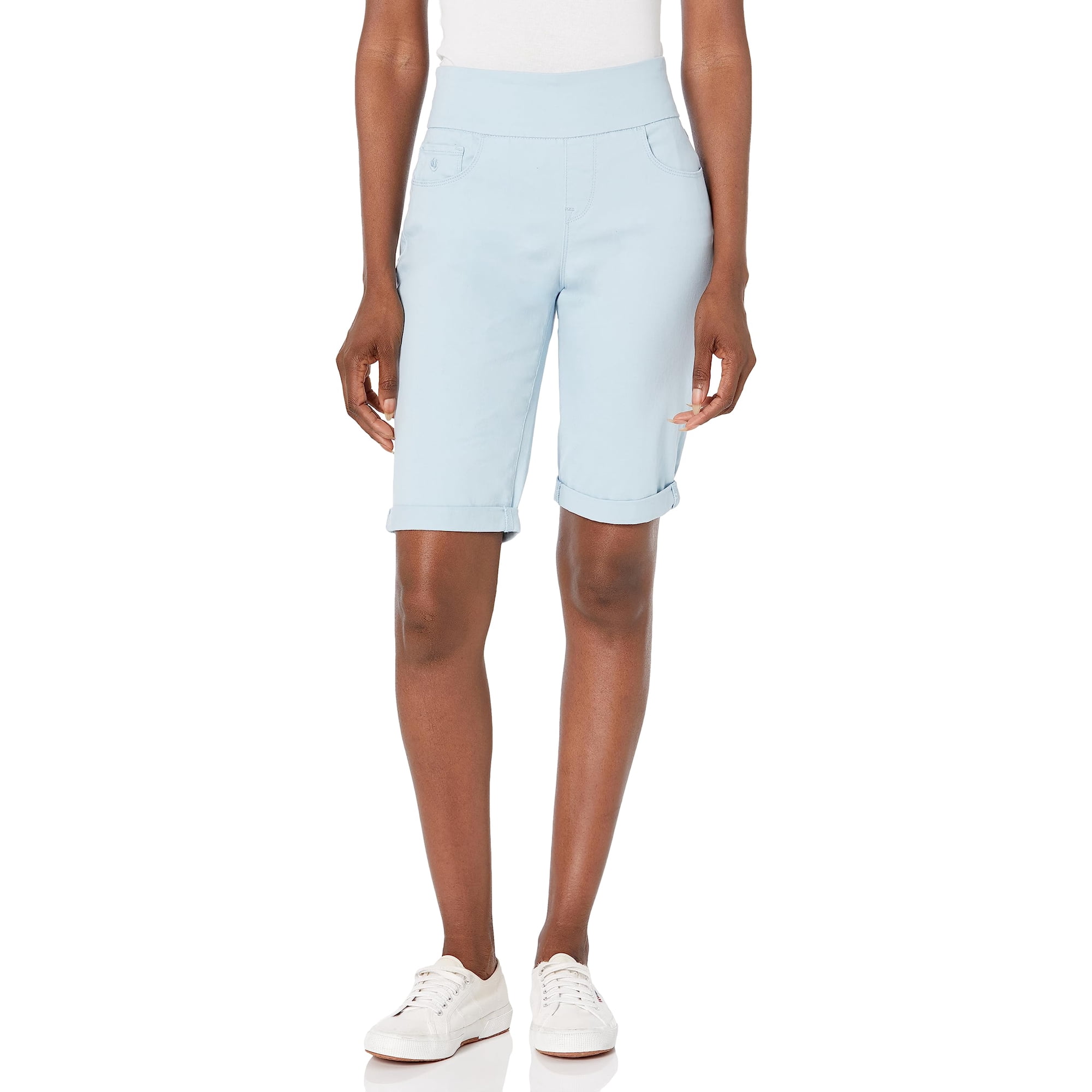 Shorts Gloria Vanderbilt Amanda Con Cintura Elástica En Color Cielo Pálido Talle 16 Regular