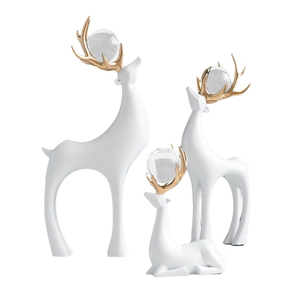 3 Uds Estatuas De Alce Navideño Figuras De Renos Para Boda Fiesta Del Día De La Madre Blanco
