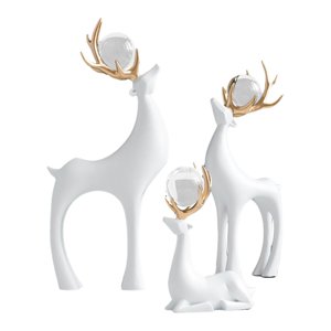 Magideal - 3X Estatuas De Alce Navideño, Figuras De Renos, Decoración De Ciervos A Granel, Estatua De Animal Para Inauguración De La Casa, Día De Acción De Graci Blanco