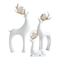 Magideal - 3X Estatuas De Alce Navideño, Figuras De Renos, Decoración De Ciervos A Granel, Estatua De Animal Para Inauguración De La Casa, Día De Acción De Graci Blanco