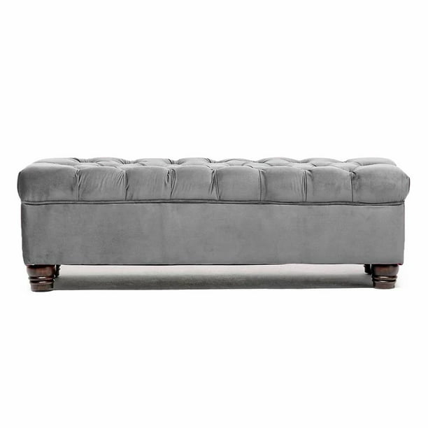 Banqueta Capitone Felpa Gris
