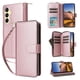 thumbnail image 1 of Funda Cartera con Cremallera y Correa para Samsung Galaxy A25 Soporte y Tarjetero Oro rosa, 1 of 6