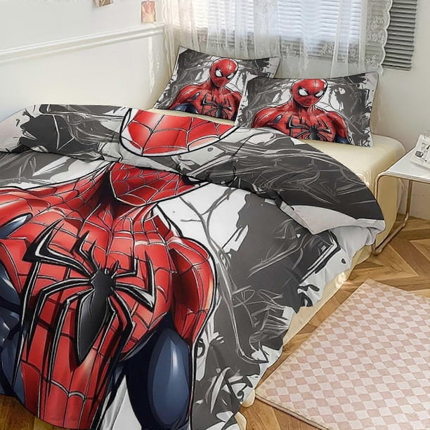 Juego De Ropa De Cama Spidean Para Niños Hombres Y Mujeres Tamaño Matrimonial Edredón Funda De Edredón Y Fundas De Almohada