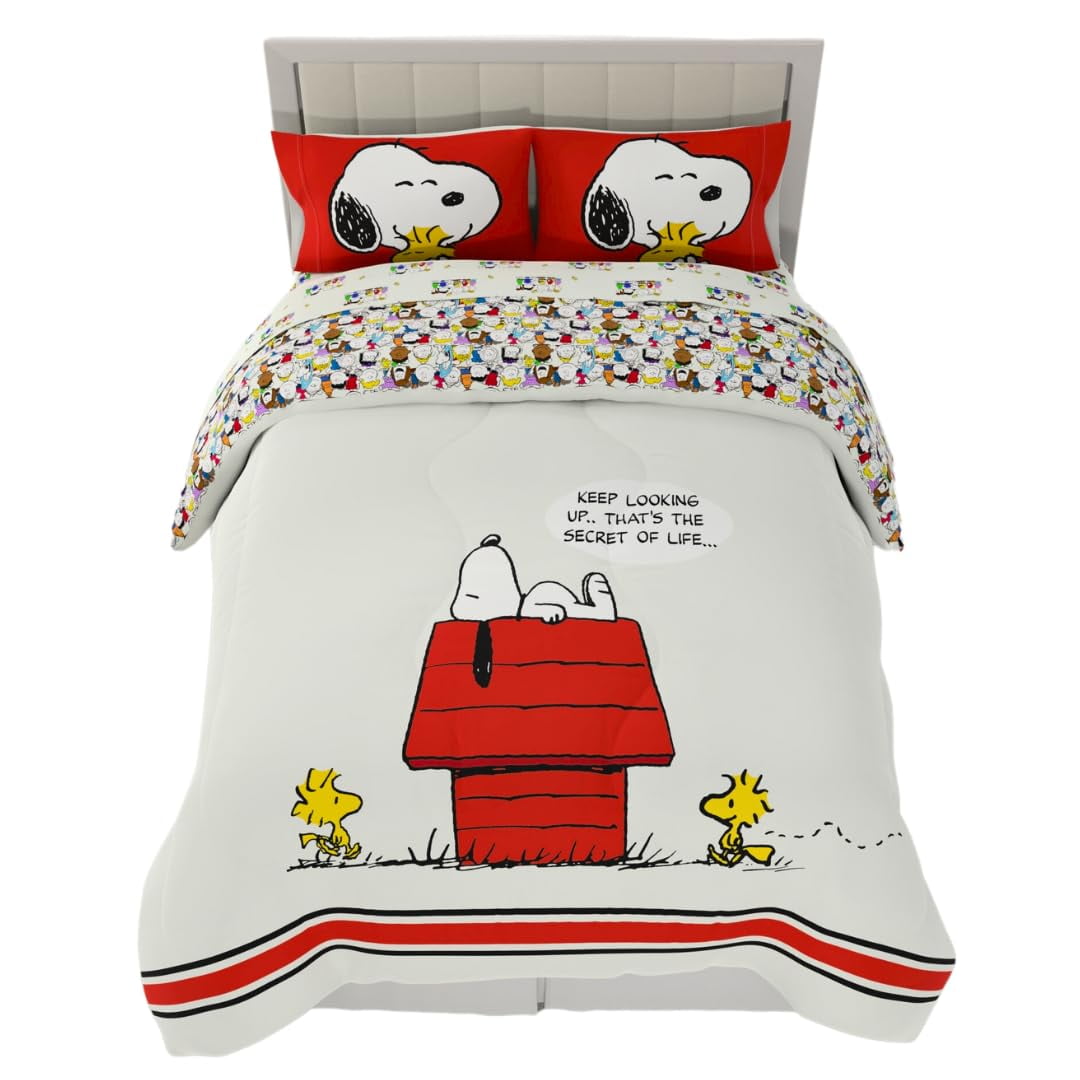 Juego De Edredón Y Sábanas Franco Peanuts & Snoopy Tamaño Queen