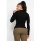 thumbnail image 3 of Saronite Blusa Básica de Manga Larga con Cuello Alto de Rayón, Negra (para Mujer), 3 of 5