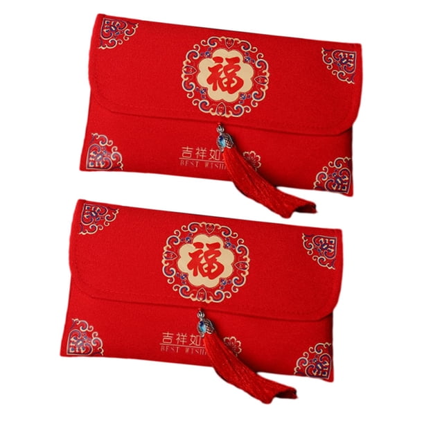 2x Año Nuevo Chino Bolsa Sobre Rojo Boda Para Dote Festival De Primavera De China Jixiang