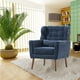 thumbnail image 2 of Modern Accent Chair,Chenille Arm Chairs for Living Room,Upholstered Mordern Armchair,Comfy Soft Padded Lounge Chair in Small Space, Bedroom, w/Pillow, Solid Wood Leg (Dark Blue), 2 of 3