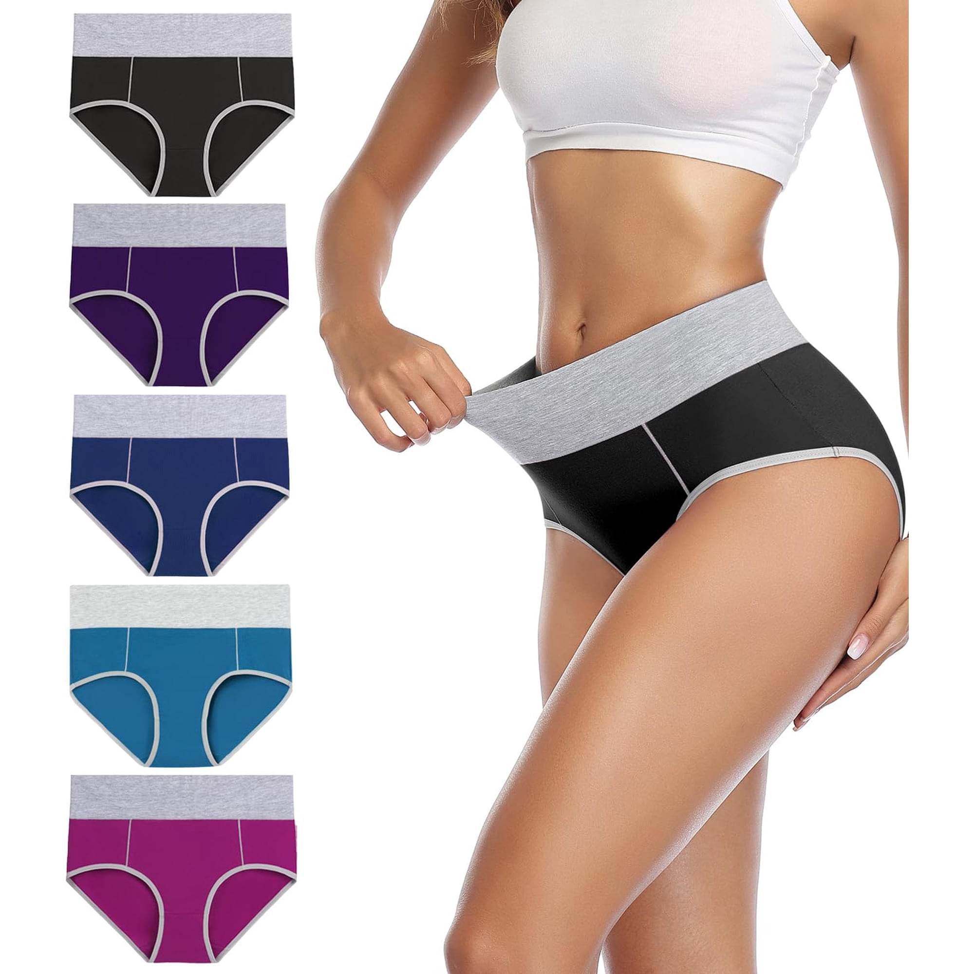 Calzoncillos De Cintura Alta Wirarpa De Algodón Para Mujer, Paquete De 5