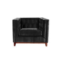 Latam Home - Sofa Roma 1C Tela Velvet Negro