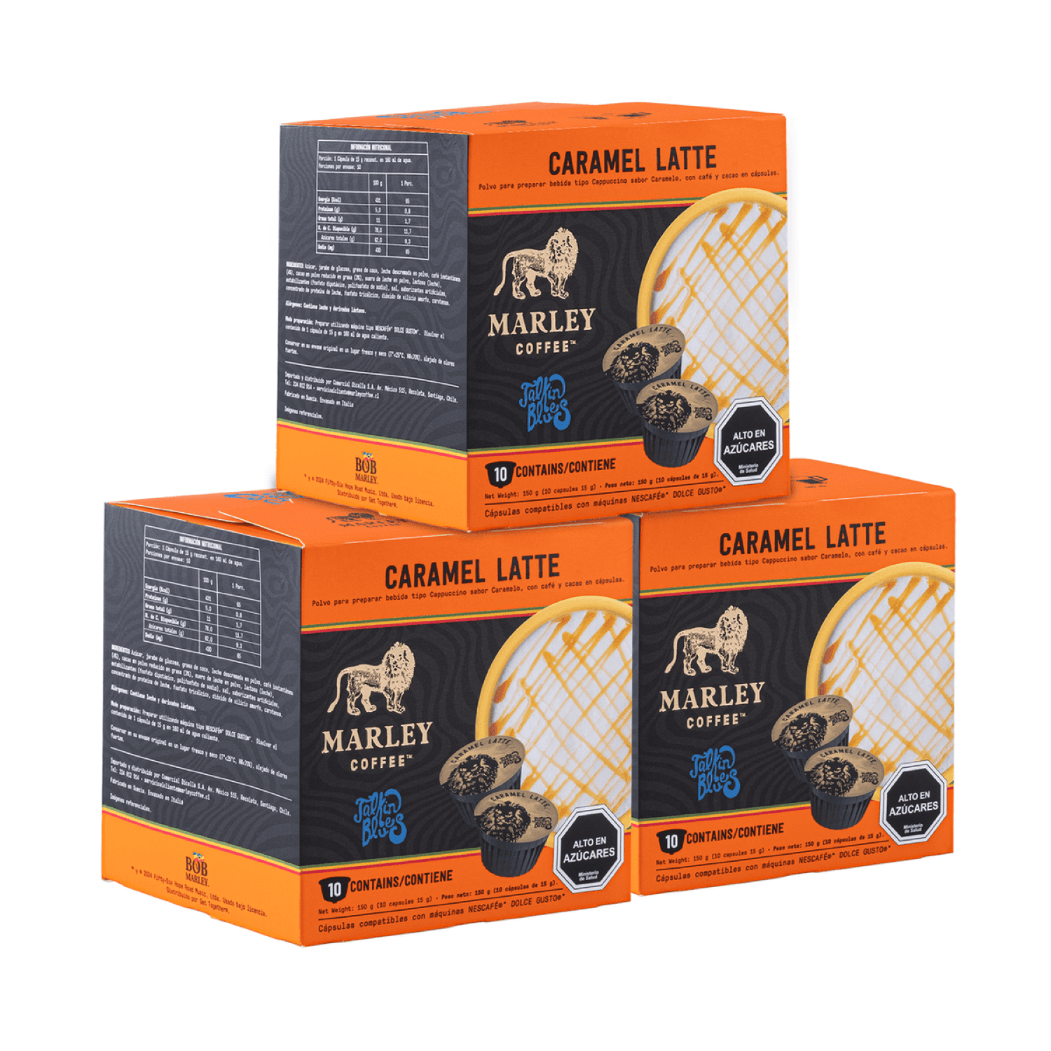 Marley Coffee - Pack 3x Cajas Café Talkin Blues Caramel Latte 10u
