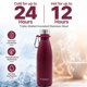 thumbnail image 2 of Botella de agua Auryu 500 ml de acero inoxidable aislada color burdeos, 2 of 6