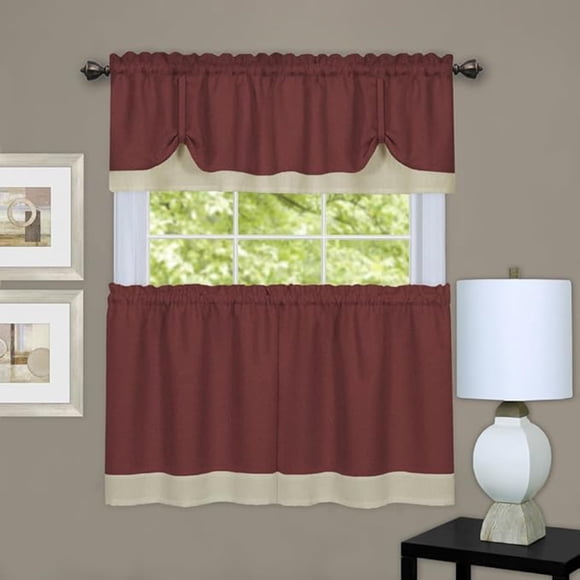 Set de cortinas para ventana ACHIM Darcy Marsala/Tan Light Filtering