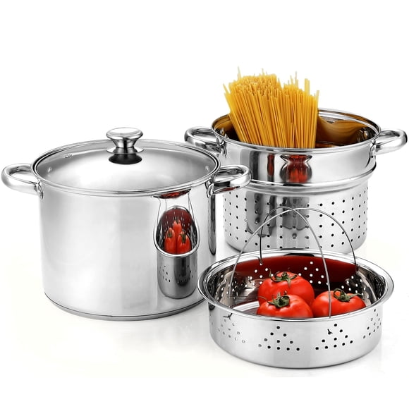 Multipots Cook N Home de acero inoxidable de 8 cuartos de galón con tapa