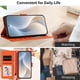thumbnail image 5 of Funda de Cuero Tipo Billetera para Motorola Moto G 5G 2025 / 2026 6.7", con Tarjetero, Pulsera, Soporte a Prueba de Golpes con Relieve de Patrón Feliz, Funda para Teléfono, Naranja, 5 of 8
